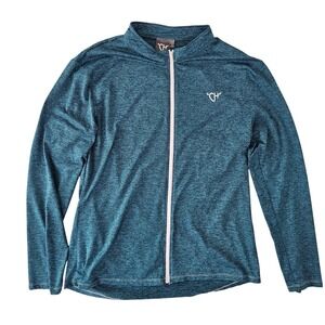 Cowgirl Hardware Womens XL Teal Space Dye Full Zip Performance Mock Neck Jacket